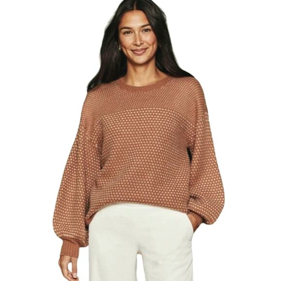 Summersalt Cashmere Wool Round Neck Balloon Sleeve Camel Tan Knit Sweater Size S - Picture 15 of 16